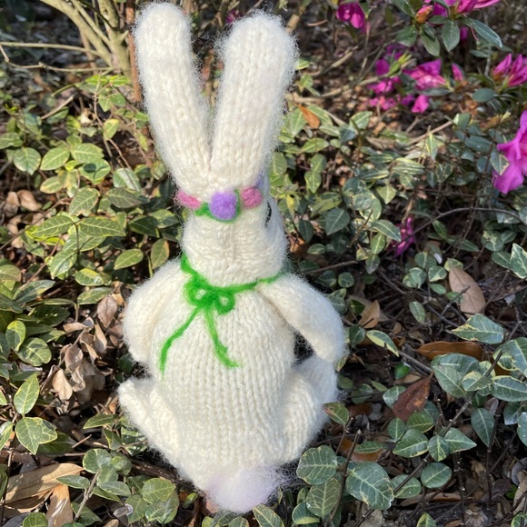 Hand crafted knit and needle felted bunny rabbit unique original handmade - Picture 16 of 16
